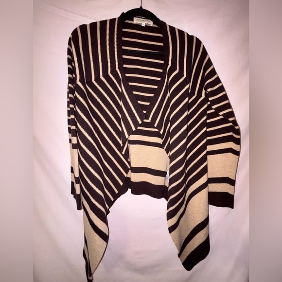 Jones New York Brown and Cream Striped Cardigan - Picture 1 of 9